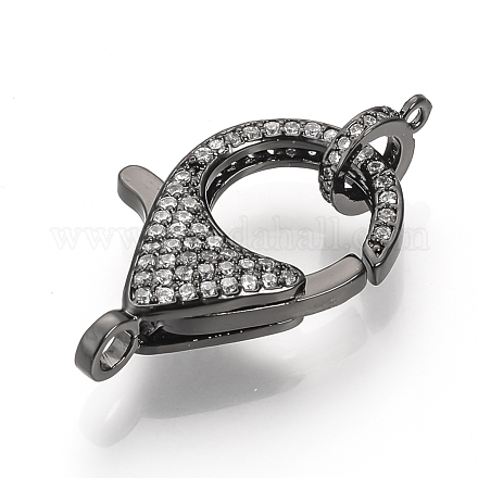 Brass Micro Pave Cubic Zirconia Lobster Claw Clasps ZIRC-S058-13B-1
