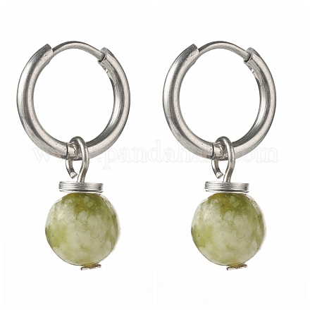 Boucles d'oreilles en perles de jade naturel qinghai pour cadeau femme fille EJEW-JE04607-02-1