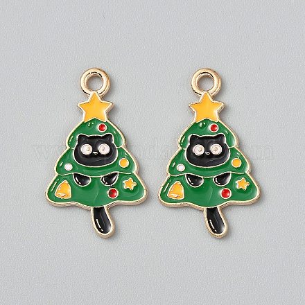 Подвески из эмали с рождественской тематикой кошки ENAM-CJC0013-16E-1