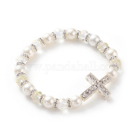 Bracelets extensibles avec perles en verre électrolytique BJEW-JB04830-01-1