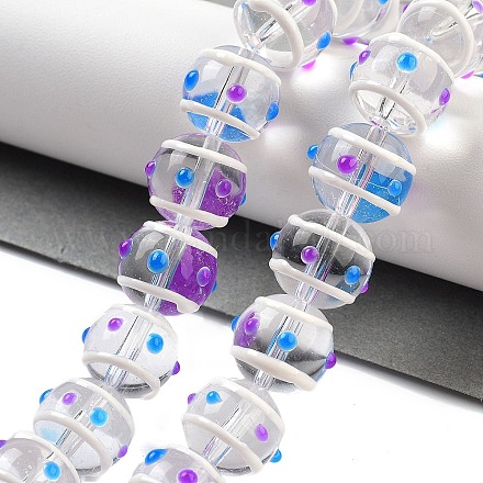 Стеклянные бусины с эмалевыми нитями GLAA-M047-01G-1