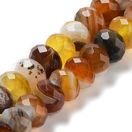 Agate à bandes naturelles / brins de perles d'agate à rayures G-E605-A01-01B-1