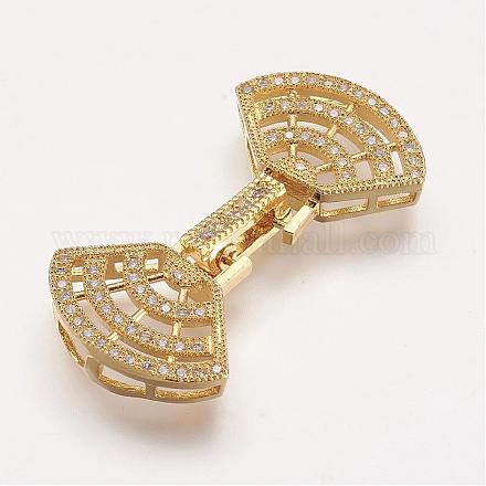 Brass Micro Pave Cubic Zirconia Fold Over Clasps ZIRC-F047-17G-1