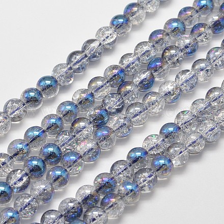 Chapelets de perles de quartz craquelé synthétique électrolytique EGLA-J067-8mm-HR01-1