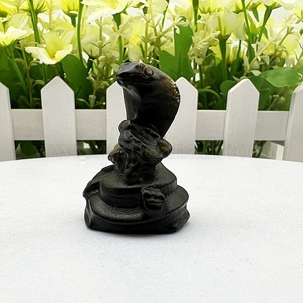 Figurines de serpent de guérison sculptées en obsidienne naturelle PW-WG18724-12-1