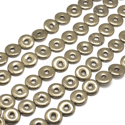 Donut Natural Pyrite Beads Strands G-I126-22-16x4mm-1