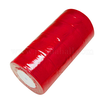 薄地オーガンジーリボン  クリスマスリボン  クリスマスリボン  結婚式の装飾のための広いリボン  暗赤色  2インチ（50mm）  50ヤード/ロール（45.72メートル/ロール）  4のロール/グループ  /グループ200ヤード（182.88メートル/グループ） RS50MMY-026-1