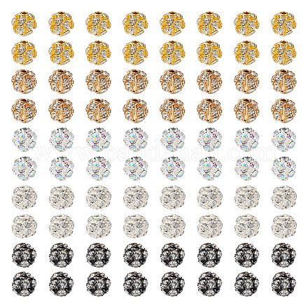 100шт 5 цвета латунные бусины со стразами KK-TA0002-11A-1