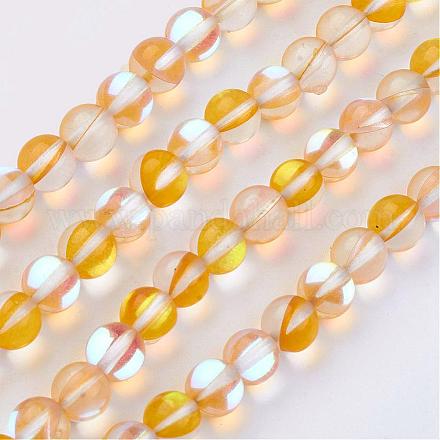 Chapelets de perles en pierre de lune synthétique G-F431-04-6mm-1