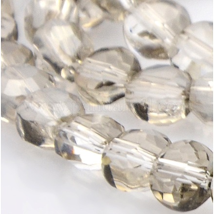 Facettierten flachen runden Klarglasperlen Stränge EGLA-A033-6mm-01-1