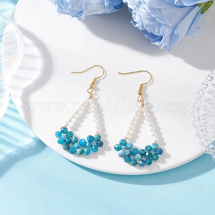 Серьги-подвески из натурального апатита EJEW-TA00742-02-1