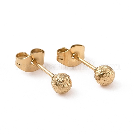 Ion Plating(IP) 304 Stainless Steel Ball Stud Earrings for Women EJEW-C038-01G-1