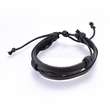 Leather Cord Multi-strand Bracelets BJEW-F347-02A-1