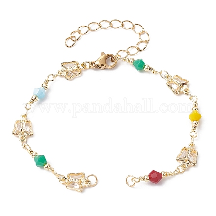 Fabrication de bracelets à maillons perlés en graines de verre papillon AJEW-JB01150-31-1
