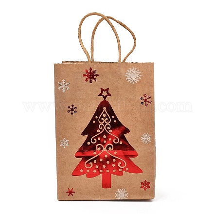 Sacs en papier rectangle de marquage à chaud sur le thème de Noël CARB-F011-02A-1