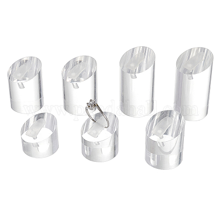 FINGERINSPIRE 7 Pcs Clear Acrylic Ring Display Stand Column Ring Display Holder Ring Showcase Display Holder Jewelry Organizer for Trade Show Exhibit RDIS-WH0006-13-1