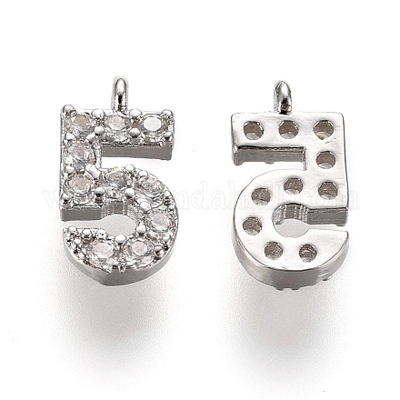 Brass Micro Pave Clear Cubic Zirconia Charms ZIRC-L075-60A-05P-1