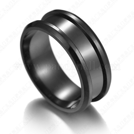 201 Stainless Steel Grooved Finger Ring Settings STAS-TAC0001-10B-B-1