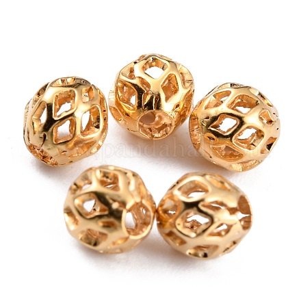 Long-Lasting Hollowed Plated Brass Beads KK-O133-003C-G-1