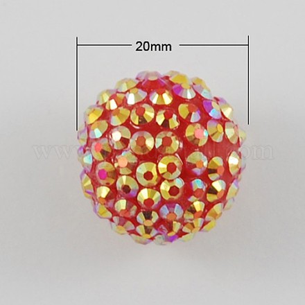5PCS AB Color Chunky Round Resin Rhinestone Bubblegum Ball Beads X-RESI-S256-20mm-SAB3-1