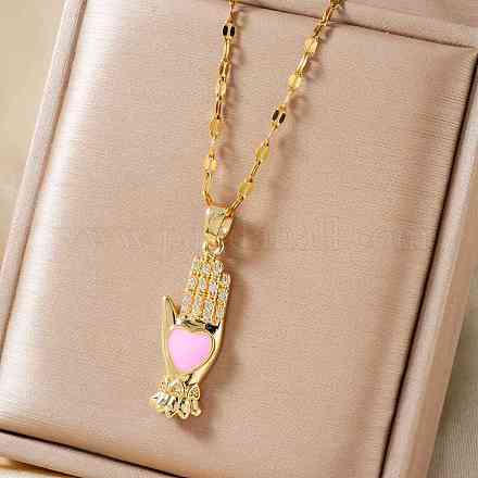 Старинные латунные ожерелья с подвеской в виде руки с эмалью «Хамса» BQ5332-3-1