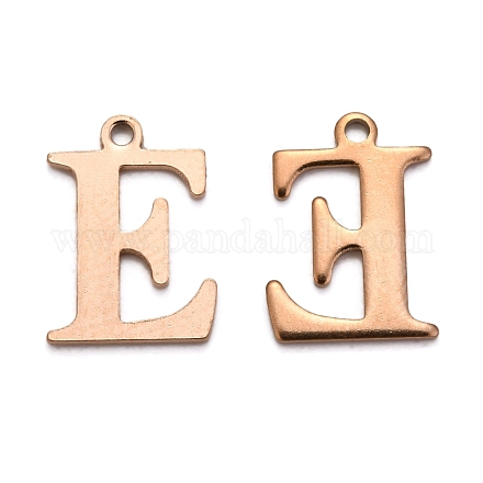 Ion Plating(IP) 304 Stainless Steel Alphabet Charms STAS-H122-E-RG-1