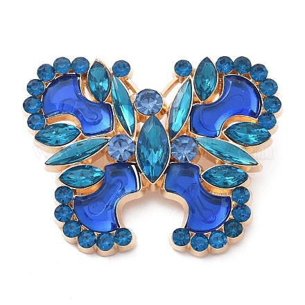 Броши-бабочки из сплава со стразами JEWB-E041-06KCG-02-1