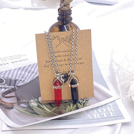 2 шт стеклянный двойной граненый заостренный кулон в виде пули для пары ожерелий с магнитными застежками в виде сердца FS-WG058EE-06-1