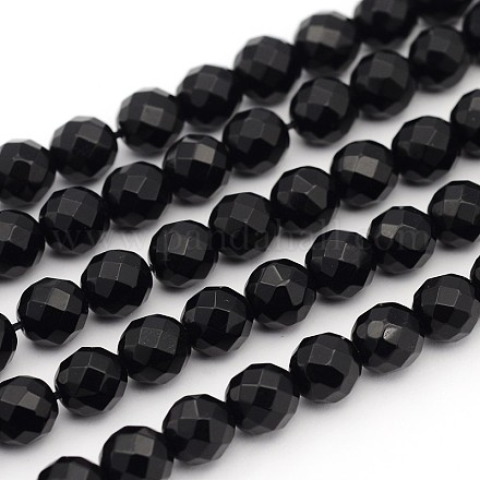 Natural Black Onyx Beads Strands GSF8mmC097-1