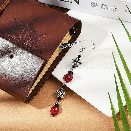 Закладка из перьев из сплава AJEW-JK00387-1