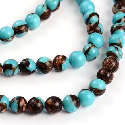 Assembled Bronzites and Synthetic Turquoise Beads Strands G-F250-01-8mm-1