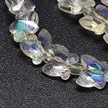 Faceted AB Color Plated Glass Butterfly Bead Strands EGLA-F088-A01-1