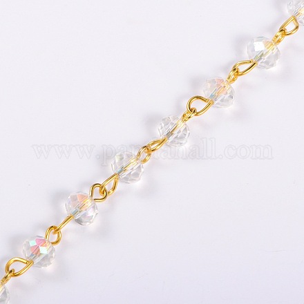 Chaînes de perles en rondelles en verre manuelles pour fabrication de colliers et bracelets X-AJEW-JB00037-04-1