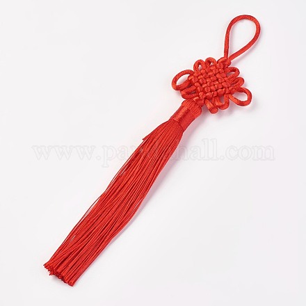 Polyester Tassel Pendant Decorations HJEW-WH0004-A08-1