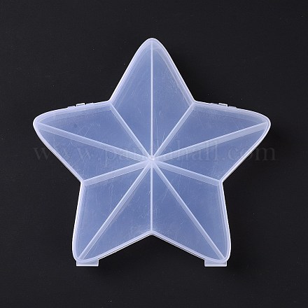 10グリッド透明プラスチックボックス  小さなジュエリーやビーズ用の星形のビーズ容器  ホワイトスモーク  17.3x17.9x2.5cm  内径：2.95x8.6x2.25のCM X-CON-B009-06-1