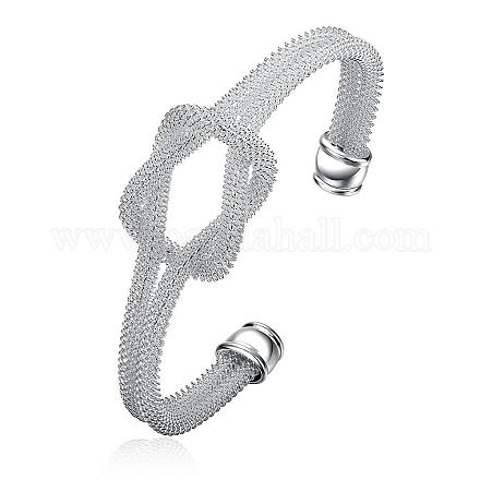 Классический дизайн латунь сетка манжеты браслеты для женщин BJEW-BB12380-1