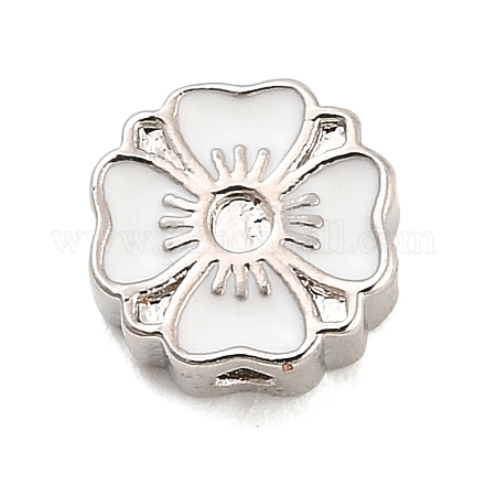 Оправы для цветочных бусин из латуни с эмалью и стразами KK-H527-01P-02-1