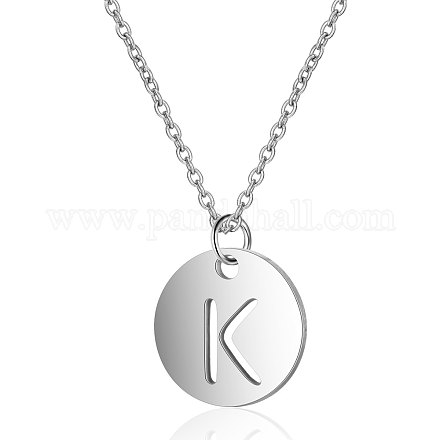 201 Stainless Steel Initial Pendants Necklaces NJEW-S069-TN507-K-1