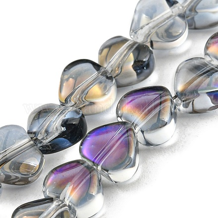 Half Rainbow Plated Electroplate Transparent Glass Beads Strands EGLA-G037-09A-HR01-1