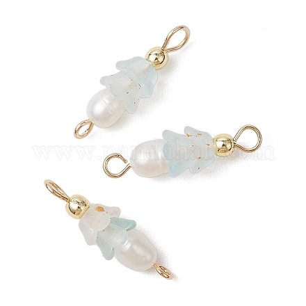 Подвески-шармы из искусственного пресноводного жемчуга и акрила с матовым цветком PALLOY-JF03590-09-1