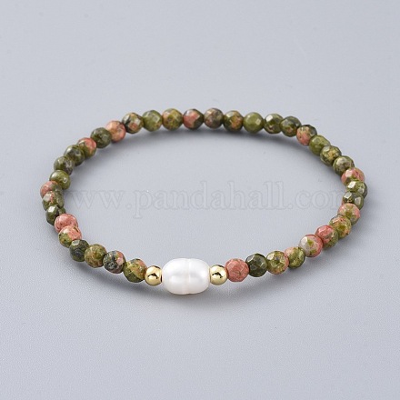 Perles naturelles unakite étirer bracelets BJEW-JB04676-03-1