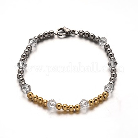 304 Stainless Steel Beaded Bracelets BJEW-E266-01C-1