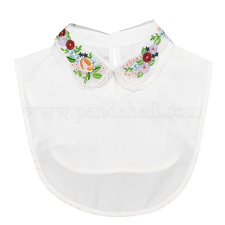 Съемный воротник из полиэстера с вышитыми цветами AJEW-WH20006-242A-1