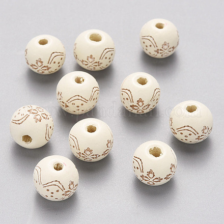 Perles de bois naturel peintes WOOD-N006-03A-09-1