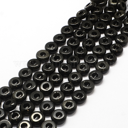 Donut natürliche Perle schwarzen Stein Stränge G-Q443-02-1