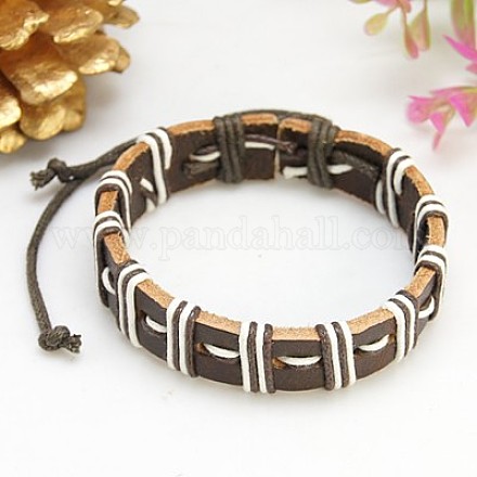 Bracelets de corde de cuir de mode X-BJEW-G191-1-1