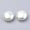 Eco-Friendly Plastic Imitation Pearl Beads, High Luster, Grade A, Flat Round, White, 12x6mm, Hole: 1.2mm
