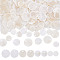 210Pcs 4 Styles Natural Capiz Shell Pendants, Flat Round Charms, WhiteSmoke, 12~20.5x0.5~1.5mm, Hole: 1.2~1.4mm