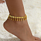 Brass Tassel Teardrop Charm Anklets, Real 18K Gold Plated