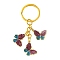 Alloy Enamel Keychain, with Iron Ring, Butterfly, Dodger Blue, 7.4cm